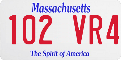 MA license plate 102VR4