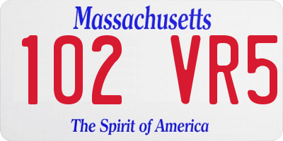 MA license plate 102VR5