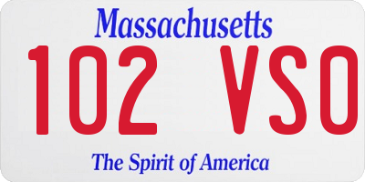 MA license plate 102VS0