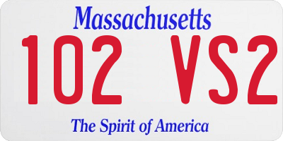 MA license plate 102VS2