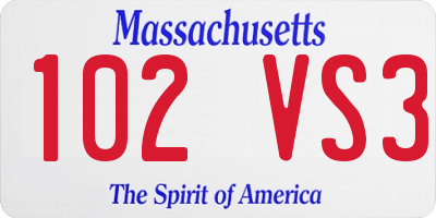 MA license plate 102VS3