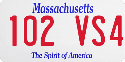 MA license plate 102VS4