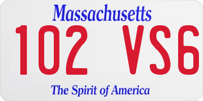 MA license plate 102VS6