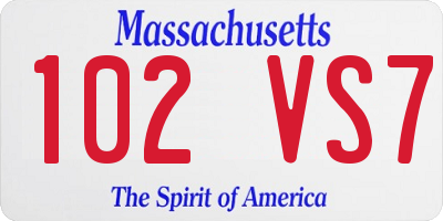 MA license plate 102VS7