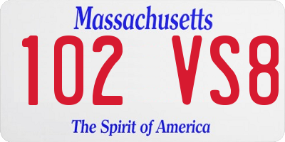 MA license plate 102VS8