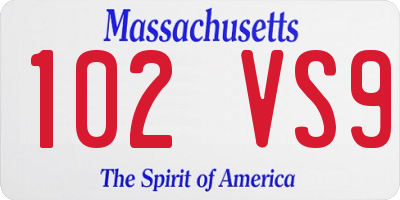 MA license plate 102VS9
