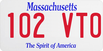 MA license plate 102VT0