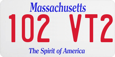 MA license plate 102VT2