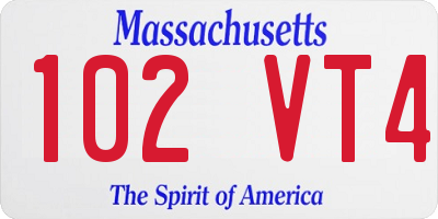 MA license plate 102VT4