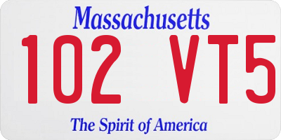 MA license plate 102VT5