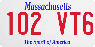 MA license plate 102VT6