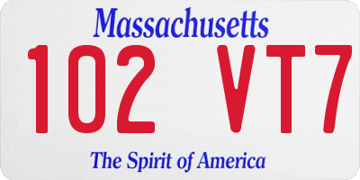 MA license plate 102VT7