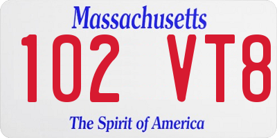 MA license plate 102VT8