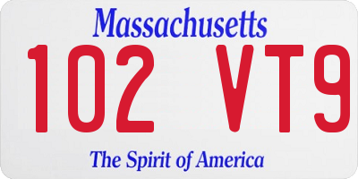 MA license plate 102VT9