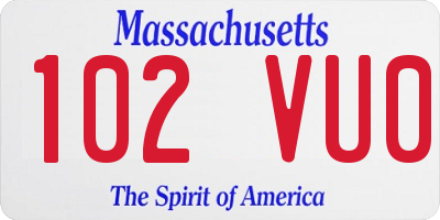 MA license plate 102VU0