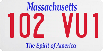 MA license plate 102VU1