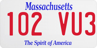 MA license plate 102VU3