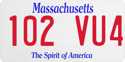 MA license plate 102VU4