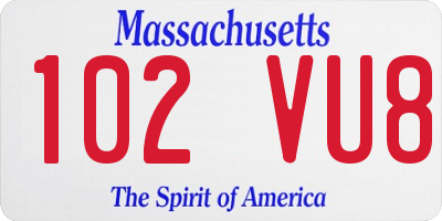 MA license plate 102VU8