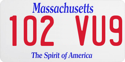 MA license plate 102VU9