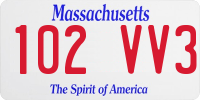 MA license plate 102VV3