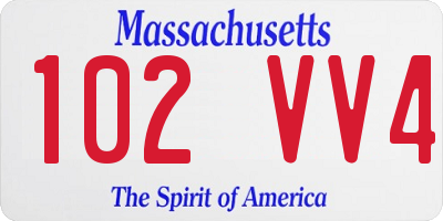 MA license plate 102VV4