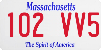 MA license plate 102VV5