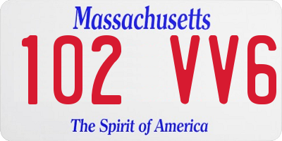 MA license plate 102VV6
