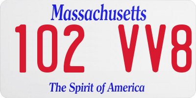 MA license plate 102VV8
