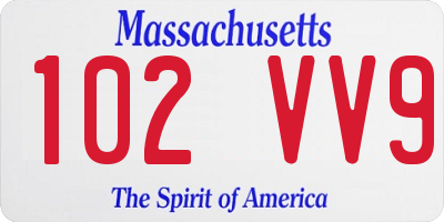 MA license plate 102VV9