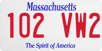 MA license plate 102VW2