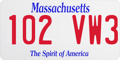 MA license plate 102VW3