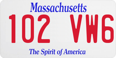 MA license plate 102VW6