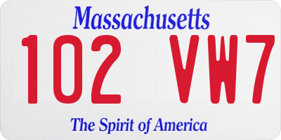 MA license plate 102VW7