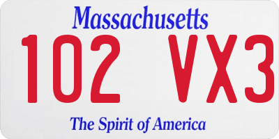 MA license plate 102VX3