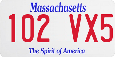 MA license plate 102VX5