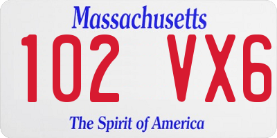 MA license plate 102VX6