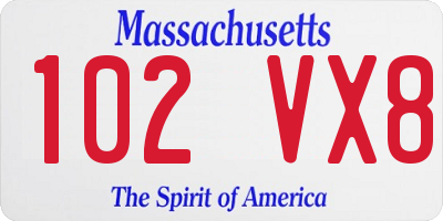MA license plate 102VX8