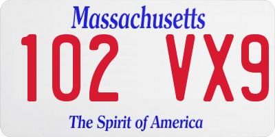 MA license plate 102VX9