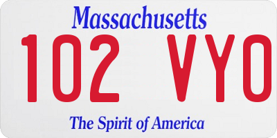 MA license plate 102VY0