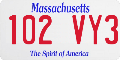 MA license plate 102VY3