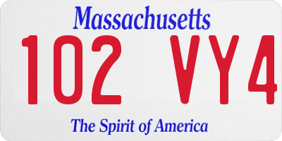 MA license plate 102VY4