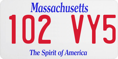 MA license plate 102VY5