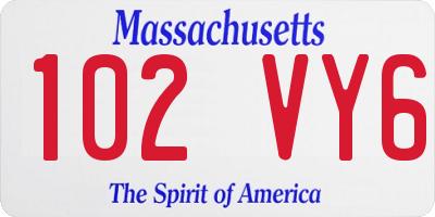 MA license plate 102VY6