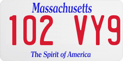 MA license plate 102VY9