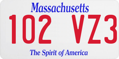 MA license plate 102VZ3