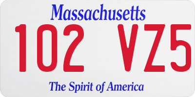 MA license plate 102VZ5