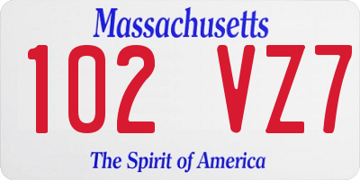 MA license plate 102VZ7