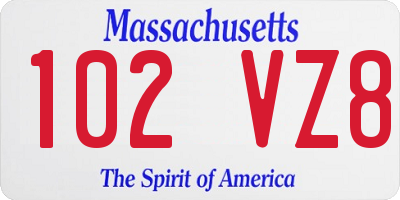 MA license plate 102VZ8