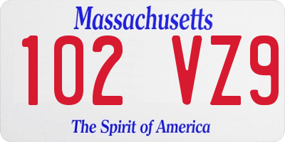 MA license plate 102VZ9
